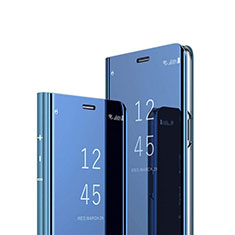 Coque Portefeuille Livre Cuir Miroir Housse Etui Clapet L01 pour Apple iPhone 12 Mini Bleu