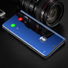 Coque Portefeuille Livre Cuir Miroir Housse Etui Clapet L01 pour Huawei Enjoy 10 Plus Bleu
