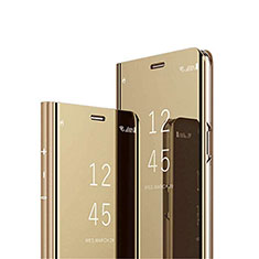 Coque Portefeuille Livre Cuir Miroir Housse Etui Clapet L01 pour Huawei Honor 9C Or