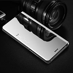 Coque Portefeuille Livre Cuir Miroir Housse Etui Clapet L01 pour Huawei Mate 40E Pro 4G Argent