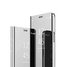 Coque Portefeuille Livre Cuir Miroir Housse Etui Clapet L01 pour OnePlus 8 Argent