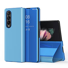 Coque Portefeuille Livre Cuir Miroir Housse Etui Clapet L01 pour Samsung Galaxy Z Fold3 5G Bleu