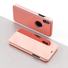 Coque Portefeuille Livre Cuir Miroir Housse Etui Clapet L02 pour Apple iPhone Xs Max Or Rose