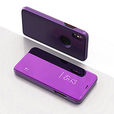 Coque Portefeuille Livre Cuir Miroir Housse Etui Clapet L02 pour Apple iPhone Xs Violet