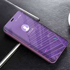 Coque Portefeuille Livre Cuir Miroir Housse Etui Clapet L02 pour Huawei Mate 20 Lite Violet