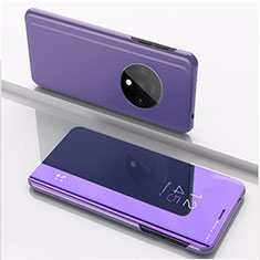 Coque Portefeuille Livre Cuir Miroir Housse Etui Clapet L02 pour OnePlus 7T Violet