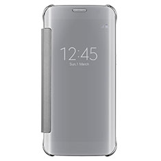 Coque Portefeuille Livre Cuir Miroir Housse Etui Clapet L02 pour Samsung Galaxy S7 Edge G935F Argent