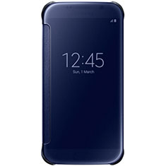 Coque Portefeuille Livre Cuir Miroir Housse Etui Clapet L02 pour Samsung Galaxy S7 Edge G935F Bleu