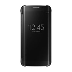 Coque Portefeuille Livre Cuir Miroir Housse Etui Clapet L02 pour Samsung Galaxy S7 Edge G935F Noir