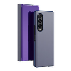 Coque Portefeuille Livre Cuir Miroir Housse Etui Clapet L02 pour Samsung Galaxy Z Fold3 5G Violet