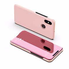 Coque Portefeuille Livre Cuir Miroir Housse Etui Clapet L02 pour Xiaomi Mi Max 3 Or Rose