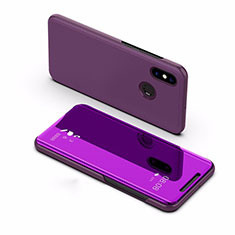 Coque Portefeuille Livre Cuir Miroir Housse Etui Clapet L02 pour Xiaomi Mi Max 3 Violet