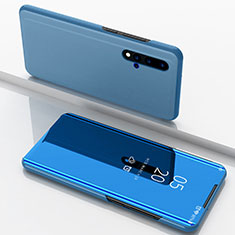 Coque Portefeuille Livre Cuir Miroir Housse Etui Clapet L03 pour Huawei Nova 5 Pro Bleu Ciel
