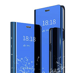 Coque Portefeuille Livre Cuir Miroir Housse Etui Clapet L04 pour Huawei Mate 20 Pro Bleu Ciel