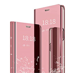 Coque Portefeuille Livre Cuir Miroir Housse Etui Clapet L04 pour Huawei Mate 20 Pro Or Rose