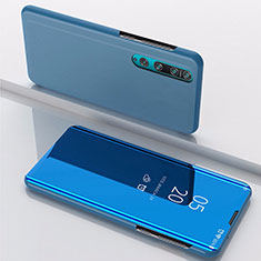Coque Portefeuille Livre Cuir Miroir Housse Etui Clapet L04 pour Xiaomi Mi 10 Bleu