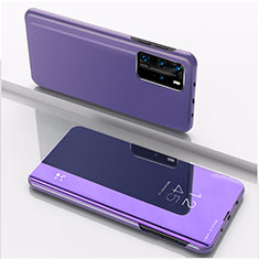 Coque Portefeuille Livre Cuir Miroir Housse Etui Clapet L04 pour Xiaomi Mi 10T 5G Violet Clair