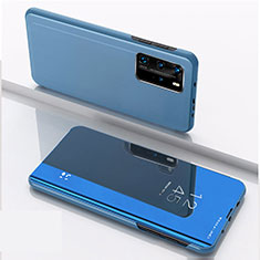 Coque Portefeuille Livre Cuir Miroir Housse Etui Clapet L04 pour Xiaomi Mi 10T Pro 5G Bleu