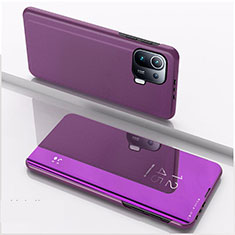 Coque Portefeuille Livre Cuir Miroir Housse Etui Clapet L04 pour Xiaomi Mi 11 Pro 5G Violet