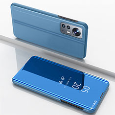 Coque Portefeuille Livre Cuir Miroir Housse Etui Clapet L04 pour Xiaomi Mi 12 5G Bleu