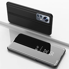 Coque Portefeuille Livre Cuir Miroir Housse Etui Clapet L04 pour Xiaomi Mi 12 5G Noir
