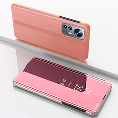 Coque Portefeuille Livre Cuir Miroir Housse Etui Clapet L04 pour Xiaomi Mi 12 5G Or Rose