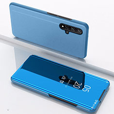 Coque Portefeuille Livre Cuir Miroir Housse Etui Clapet M01 pour Huawei Honor 20S Bleu