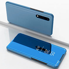 Coque Portefeuille Livre Cuir Miroir Housse Etui Clapet M01 pour Samsung Galaxy A70 Bleu