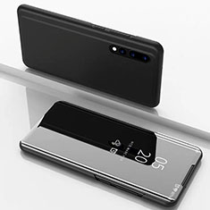 Coque Portefeuille Livre Cuir Miroir Housse Etui Clapet M01 pour Samsung Galaxy A70 Noir