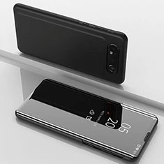 Coque Portefeuille Livre Cuir Miroir Housse Etui Clapet M01 pour Samsung Galaxy A80 Noir