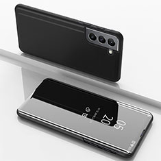 Coque Portefeuille Livre Cuir Miroir Housse Etui Clapet M01 pour Samsung Galaxy S21 5G Noir