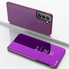 Coque Portefeuille Livre Cuir Miroir Housse Etui Clapet M01 pour Samsung Galaxy S21 Plus 5G Violet