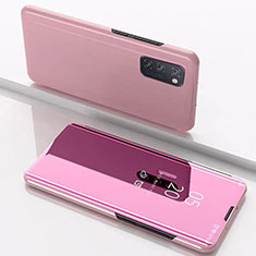 Coque Portefeuille Livre Cuir Miroir Housse Etui Clapet M02 pour Huawei Honor V30 5G Or Rose