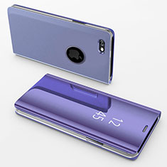 Coque Portefeuille Livre Cuir Miroir Housse Etui Clapet pour Apple iPhone 6S Plus Violet