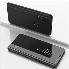 Coque Portefeuille Livre Cuir Miroir Housse Etui Clapet pour Huawei Enjoy 9s Noir