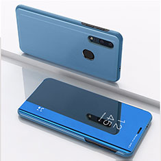 Coque Portefeuille Livre Cuir Miroir Housse Etui Clapet pour Huawei Honor 20E Bleu