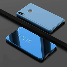 Coque Portefeuille Livre Cuir Miroir Housse Etui Clapet pour Huawei Honor 8X Bleu Ciel