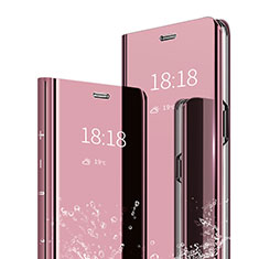 Coque Portefeuille Livre Cuir Miroir Housse Etui Clapet pour Huawei Honor 9 Lite Or Rose