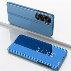 Coque Portefeuille Livre Cuir Miroir Housse Etui Clapet pour Huawei Honor 90 Lite 5G Bleu