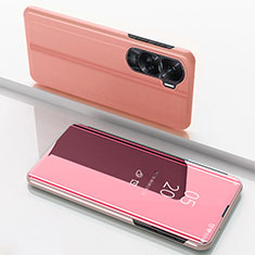 Coque Portefeuille Livre Cuir Miroir Housse Etui Clapet pour Huawei Honor 90 Lite 5G Or Rose