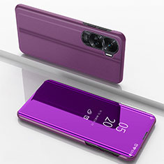 Coque Portefeuille Livre Cuir Miroir Housse Etui Clapet pour Huawei Honor 90 Lite 5G Violet