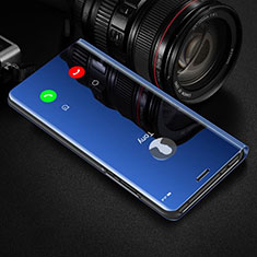 Coque Portefeuille Livre Cuir Miroir Housse Etui Clapet pour Huawei Honor V30 5G Bleu