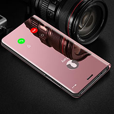 Coque Portefeuille Livre Cuir Miroir Housse Etui Clapet pour Huawei Honor View 30 Pro 5G Or Rose