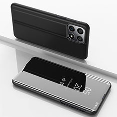 Coque Portefeuille Livre Cuir Miroir Housse Etui Clapet pour Huawei Honor X6a Noir