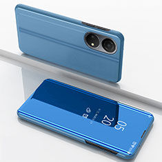 Coque Portefeuille Livre Cuir Miroir Housse Etui Clapet pour Huawei Honor X7 Bleu