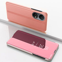 Coque Portefeuille Livre Cuir Miroir Housse Etui Clapet pour Huawei Honor X7 Or Rose