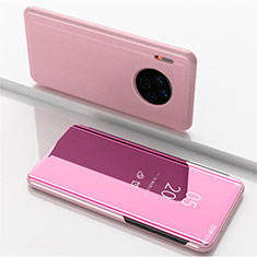 Coque Portefeuille Livre Cuir Miroir Housse Etui Clapet pour Huawei Mate 30 Pro 5G Or Rose