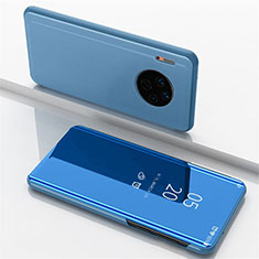 Coque Portefeuille Livre Cuir Miroir Housse Etui Clapet pour Huawei Mate 30 Pro Bleu