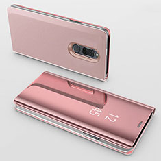 Coque Portefeuille Livre Cuir Miroir Housse Etui Clapet pour Huawei Nova 2i Or Rose