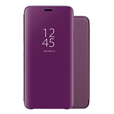 Coque Portefeuille Livre Cuir Miroir Housse Etui Clapet pour Huawei Nova 5 Violet